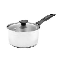 Blackmoor 69829 18cm Stainless Steel Saucepan/Tempered Glass Lid with Steam Vent/Cool Touch Bakelite Handle/All Hob Types Including Induction, Gas and Electric