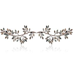 Hotop 2 piezas de metal para decoración de pared de hojas de árbol de vid y ramas de olivo, arte de pared de hierro forjado sobre la cama, sala de estar, decoración al aire libre (color clásico)