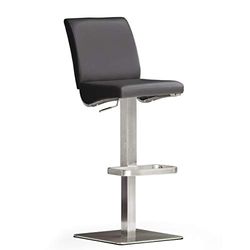 Robas Lund Taburete de Bar Negro con Respaldo, Giratorio 180 Grados, Taburete Regulable en Altura, PU DI.AZ
