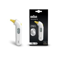 Braun ThermoScan 3 Termómetro de oído , Medición rápida en 1 segundo , Indicador acústico de fiebre , Pantalla digital , Apto para bebés y niños pequeños ,La marca 1 entre los médicos(1) , IRT3030