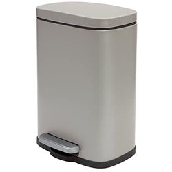 Spirella, Poubelle à pédale 12 litres en Acier Inoxydable, Modèle Akira, Finition Matte élégante et Moderne, Fermeture Lente et silencieuse, Revêtement Anti-Traces de Doigts, Taupe Mat