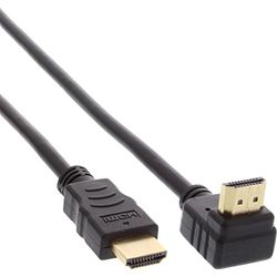 InLine 17001 V Cable HDMI (acodado, High Speed Ethernet, Macho a Macho, contactos Dorados, 1 m), Color Negro