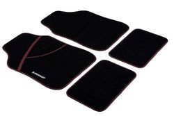 Dunlop Lot de 4 Tapis de Sol pour Voiture - 2 Tapis de Voiture - 66 x 44 cm - 2 Tapis de Sol de Voiture 28 x 42 cm - Antidérapant - Noir/Rouge