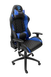 Silla Gaming con Almohada Cervical y Cojín Lumbar DeepCommand II. Silla Ergonómica con Ruedas de Silicona, Tejido PU Transpirable, Reposabrazos Ajustables. Color Azul y Negro