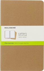 Moleskine - Cahier Journal - Ensemble de 3 Carnets avec Pages à Pages Blanches - Couverture en Carton et Piqûres de Coton Apparentes - Couleur Kraft - Taille Grand Format 13 x 21 cm - 80 Pages