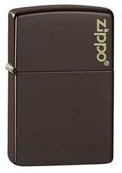 Zippo Pocket Lighter, Metal, Brown Logo, One Size