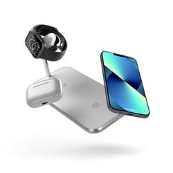 Zens Dual+Watch Wireless Charger, 10W Wireless Charging Station per iPhone/Apple Watch e Dispositivi Qi, Adattatore da 24 W Incluso (EU/UK/US) Con Cavo da 1,5 m Integrato, Bianca
