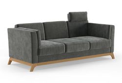 CAVADORE Vida Fauteuil, Bois de chêne Polyester/Polyamide, Microfibre Boue, 3-Sitzer