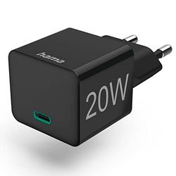 Hama Cargador rápido, USB-C, PD/Qualcomm®, Mini Cargador, 20 W, Negro