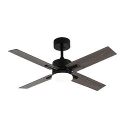 Brightium Ventilateur DC 20 W 4 pales noir/gris, 6 vitesses, 3000K, 4000K, 6500K, 2350 lm, télécommande, minuteur, idéal pour climatisation.