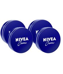 NIVEA Creme em embalagem de 4 (4 x 75 ml), creme hidratante corporal e facial para toda a família, creme universal para uma pele macia e hidratada, creme multiusos