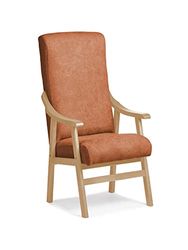 Abuelo a Gusto - Silla Brazos de Madera, Respaldo Recto, Ideal para Personas Mayores, Movilidad Reducida o Dolor Espalda. Usada en residencia y geriátricos. Tamaño: 57x69x116 cm. (Natural, Naranja)