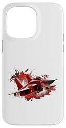 Red and White Fighter Jet in Dramatic Splatter Art Case for iPhone 14 Pro Max