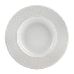 Assiette creuse Faïence Gamme GRAIN DE RIZ Ø 22.5 cm Coloris Blanc Décor Grain de riz