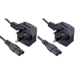 Pro Elec PEL00419 UK Plug to IEC C7 Figure 8 Power Lead, 2 m, Black (Pack of 2)