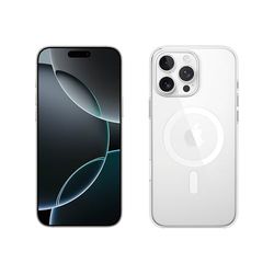 Apple iPhone 16 Pro Max (512 GB) - Wit titanium + Doorzichtig hoesje met MagSafe