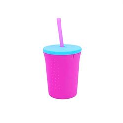 GoSili - Caneca de silicone com palha (350 ml), cor-de-rosa