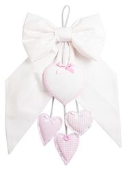 FILET - White Birth Band with Pink Hearts, Aida Canvas Heart for Embroidery, Cotton, Ideal for Hanging to Announce The Birth of a Girl, 100% Made in Italy