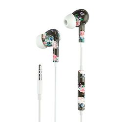 Music Sound | Fantasy in-ear hoofdtelefoon | hoofdtelefoon met kabel en microfoon - 3,5 mm jack - patroon "Bloemen"