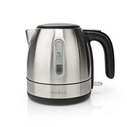 Nedis 1L Electric Kettle with Quick Boil Time, Boil-Dry Protection, 360° Cordless Base and Removable Filter, 2150W - Stainless Steel