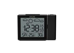 Explore Scientific RPW3009 Horloge de Projection avec Affichage radiocommandé de l'heure, Fonction mètre, Port USB pour recharger Le téléphone, capteur de température Interne, Noir