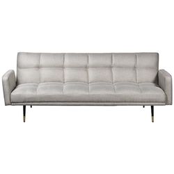 DRW Sofa Cama de 3 plazas de Poliester con Patas de Metal en Beige, Negro y Dorado 193x83x75cm