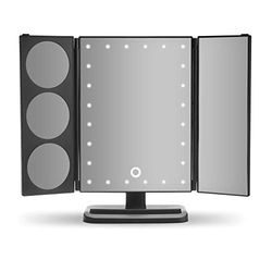 Cimi Gillian Jones - Specchio a pannello Hollywood con luce LED e funzione touch, colore: Nero