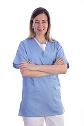 Gima – Tunique, coton/polyester, unisexe, Blanc, pour infirmières, les médecins, la beauté, Soins de santé, vernis à ongles, SPA Saloon, XS, bleu, 1