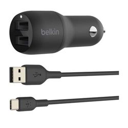 Belkin Boost Charge USB-Kfz-Ladegerät, 24 W, mit 2 Anschlüssen und USB-A/USB-C-Kabel (Ladegerät für Geräte wie iPad Pro, Pixel und Nintendo Switch sowie andere Geräte, etwa von Samsung)