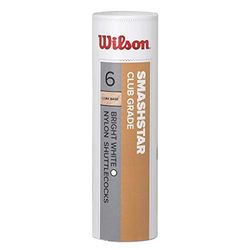 Wilson Smashstar Volani da Badminton, Confezione da 6, velocità 78, Plastica/Sughero Naturale, WRT6050WH78, Bianco