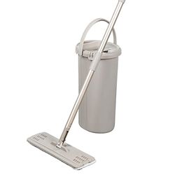 Salter LASAL73650WEU7 - Set di secchi piatti, include 2 testine lavabili in lavatrice, doppio scomparto per strizzare/inzuppare, bagnato o asciutto, per pavimenti duri in legno/vinile/piastrelle, collezione Warm Harmony, plastica