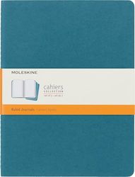 Moleskine Cahier Journal (juego de 3 cuadernos con páginas forradas, cubierta de cartón y bordado de algodón, extra grande de 19 x 25 cm, 120 páginas) Azul