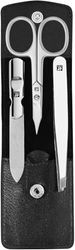 ZWILLING Manicure Pedicure Set 3 Pieces with Combination Nail Scissors for Hands and Feet, 100% Leather, Black