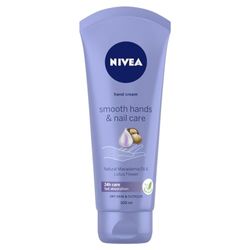 NIVEA Smooth Hands & Nail Care, crema levigante per mani e unghie, con olio di macadamia, 100 ml