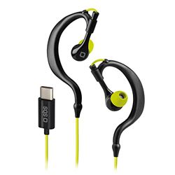 SBS Auriculares con Cable Sport EARSET, Auriculares USB-C con micrófono para Samsung, OPPO, Xiaomi y Otros, Auriculares Deportivos Resistentes al Agua IPX5 con 6 Gomas Incluidas