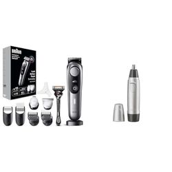 Braun Series 9 Rasoio Elettrico Barba con Lama Barba Problade e Strumenti Professionali + Braun Rasoio Peli Naso e Orecchie, Rifinitore Barba, con Lama Circolare ad Alte Prestazioni