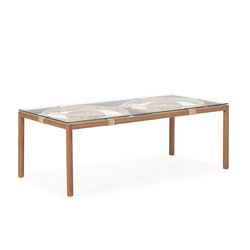 MESA DE CENTRO 100X50X35 MADERA DE TECA/RATAN/CRISTAL TEMPLADO
