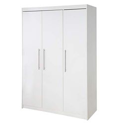roba Armoire Enfant "Maren" à 3 Portes Battantes - Garde-Robe en Bois avec Penderie et 6 Étagères - Blanc