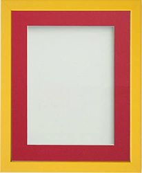 Frame Company Jellybean Range Mustard Yellow Wooden 16x12 inch Picture Photo Frame with Red Mount for Image 14x10 inch * Choice of Colours & Sizes* Fitted with Perspex