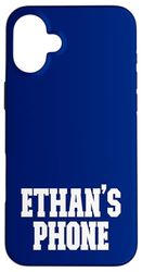 Ethan's Phone Nome Ethan Personalizzato Bianco Blu Custodia per iPhone 16 Plus