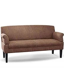 CAVADORE Canapé de Cuisine Malm 3 Places en Simili Cuir avec accoudoirs réglables, Noyau à Ressorts et Coutures contrastées Modernes 182 x 97 x 78 cm, Microfibre Marron Clair