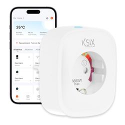 KSIX Enchufe Inteligente WiFi Smart Energy Slim, Monitor de Energía, Programable con Temporizador, 1 Toma de Corriente, Control Remoto por App, Compatible con Alexa y Google Home