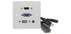 AV Link HDMI+VGA+3.5mm+USB Wallplate, White