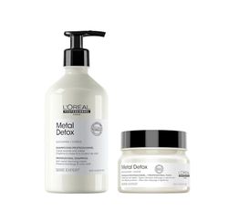 L’Oréal Professionnel, Large Routine Anti-Métal pour Cheveux Abîmés & Cassants, Colorés ou Naturels, Shampoing Détoxifiant+ Masque Protecteur + Huile, Technologie brevetée, Metal Detox