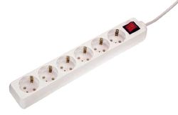 as - Schwabe 11511 Tomada de corrente múltipla de 6 vias com interruptor e proteção de contacto aumentada, branco, 1,4 m H05VV-F 3G1,5, IP20 uso interno
