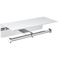 APLusee Soporte Doble para Papel higiénico con Estante Cromado Pulido, Acero Inoxidable SUS304, Soporte contemporáneo para Rollo de Papel higiénico para teléfono Celular