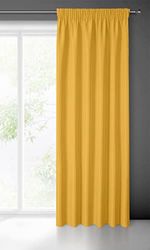 Eurofirany Rita Rideau Long de Couleur Unie - 1 Unité, Galon Fronceur, Rideaux Modernes pour Chambre, Salon, Salle à Manger, 140x270 cm, Jaune Moutarde
