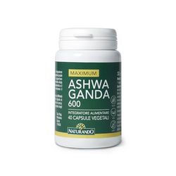 Naturando Maximum ASHWAGANDA 600 - Complemento alimenticio con ashwaganda - Ideal para el cansancio físico y mental - Bote de 40 cápsulas vegetales