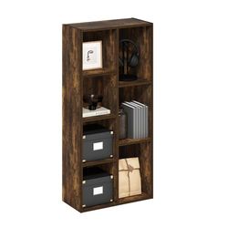 Furinno Luder 7-Cube odwracalna otwarta półka, sosna bursztynowa