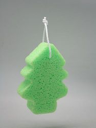 martini SPA - Xmas Collection - Éponge corps souple en forme d'arbre de Noël avec cordon en polyuréthane Vert 15,5 x 12 x 4 cm, 12 g, 1 unité